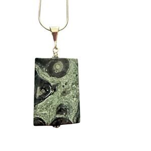 925 Sterling Silver Polished Stone Pendant Necklace
